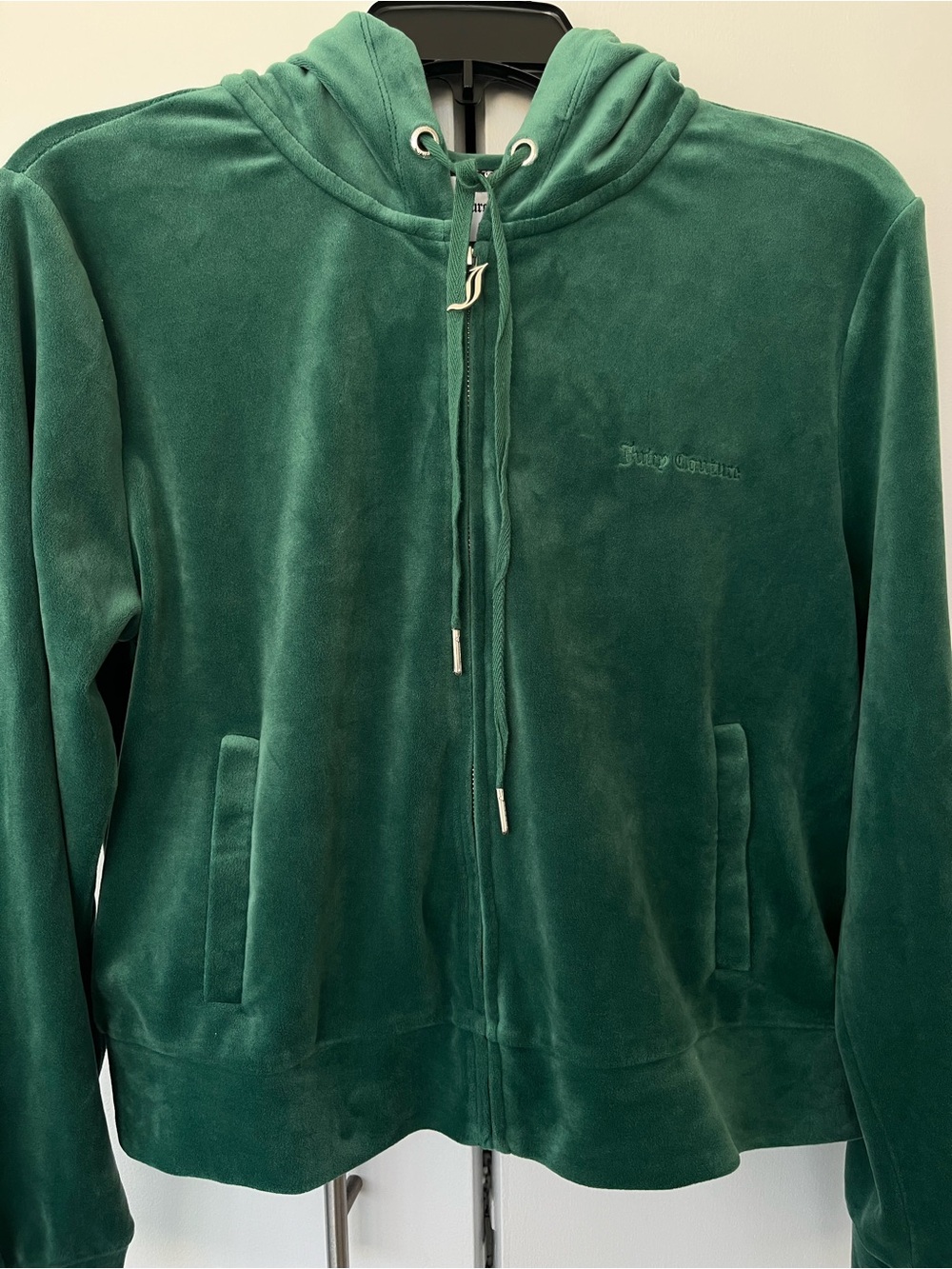 Juicy Couture Emerald Green Velour Zip Hoodie Jacket-Size L